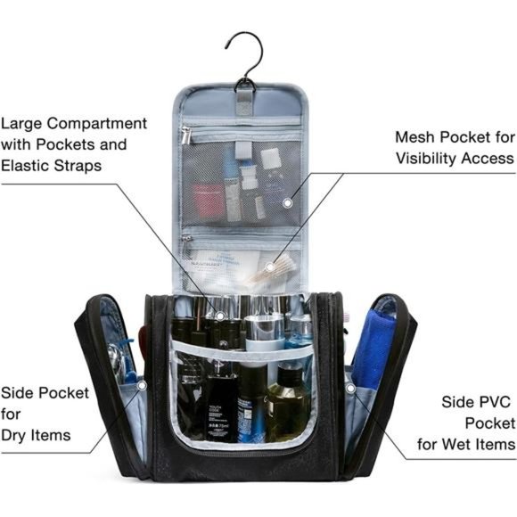 Other - Toiletry Bag for Men Travel Toiletry Organizer with hanging hook Water-resistant